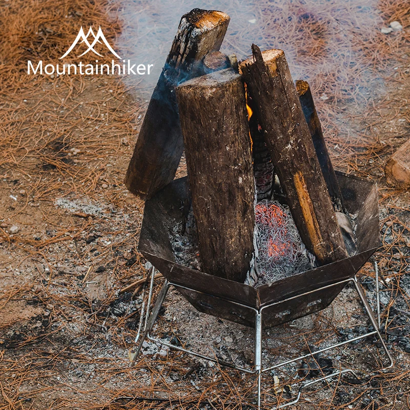Camping Cooking Fire Pit - MOUNDAINHIKER Camping BBQ Portable Folding Quick-install