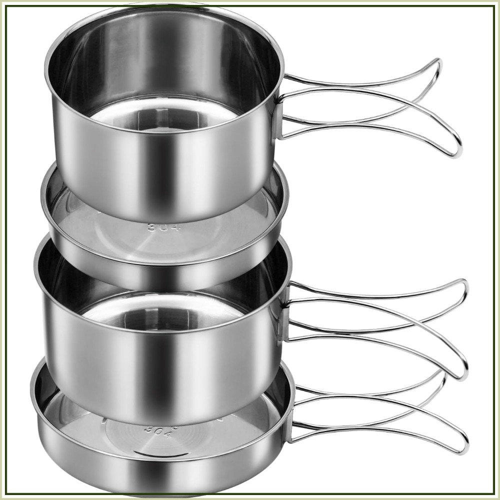 Camping Cooking Set For 4 - 18/8 Stainless Steel Camping Cook Pot