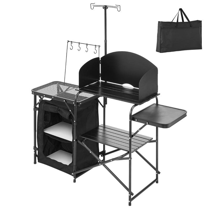 Camping Cooking Table With Windshield - Camping Kitchen Table Portable Outdoor Cook