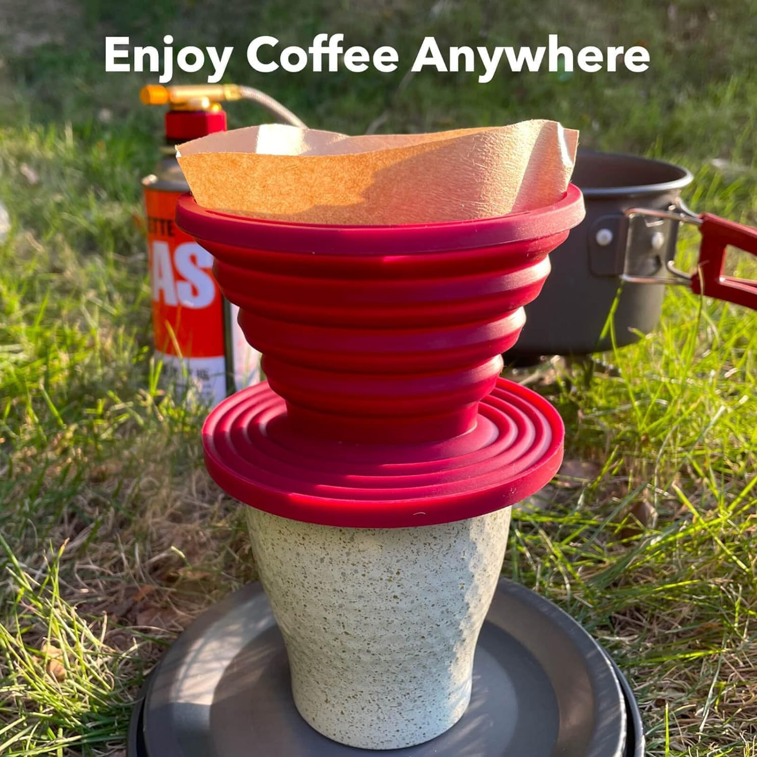 Camping Cooking Basket - Food-Grade Silicone Foldable Drip-Style Coffee Filter