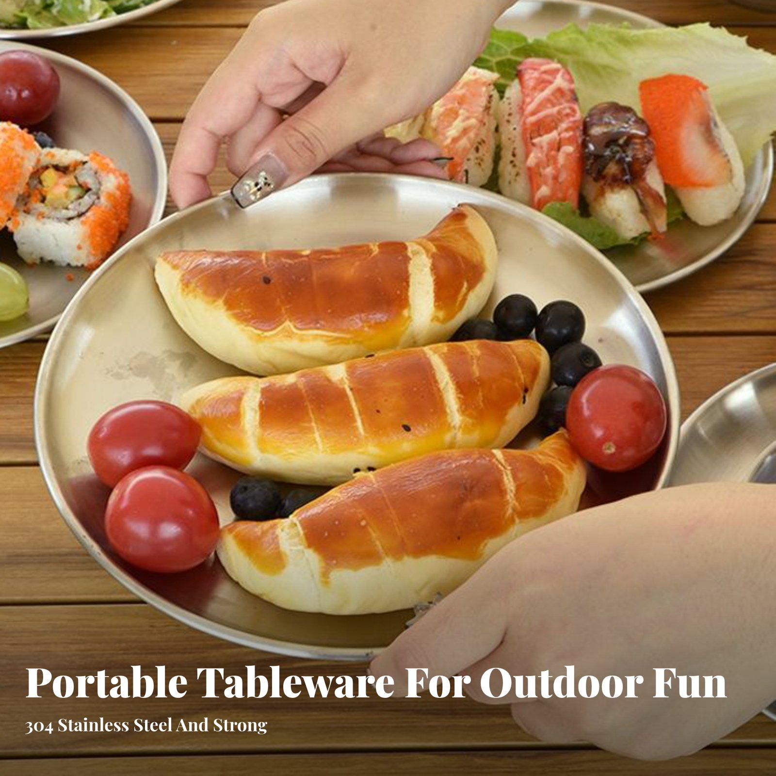 Camping Cooking Set For 4 - 304 Stainless Steel Outdoor Tableware Set,