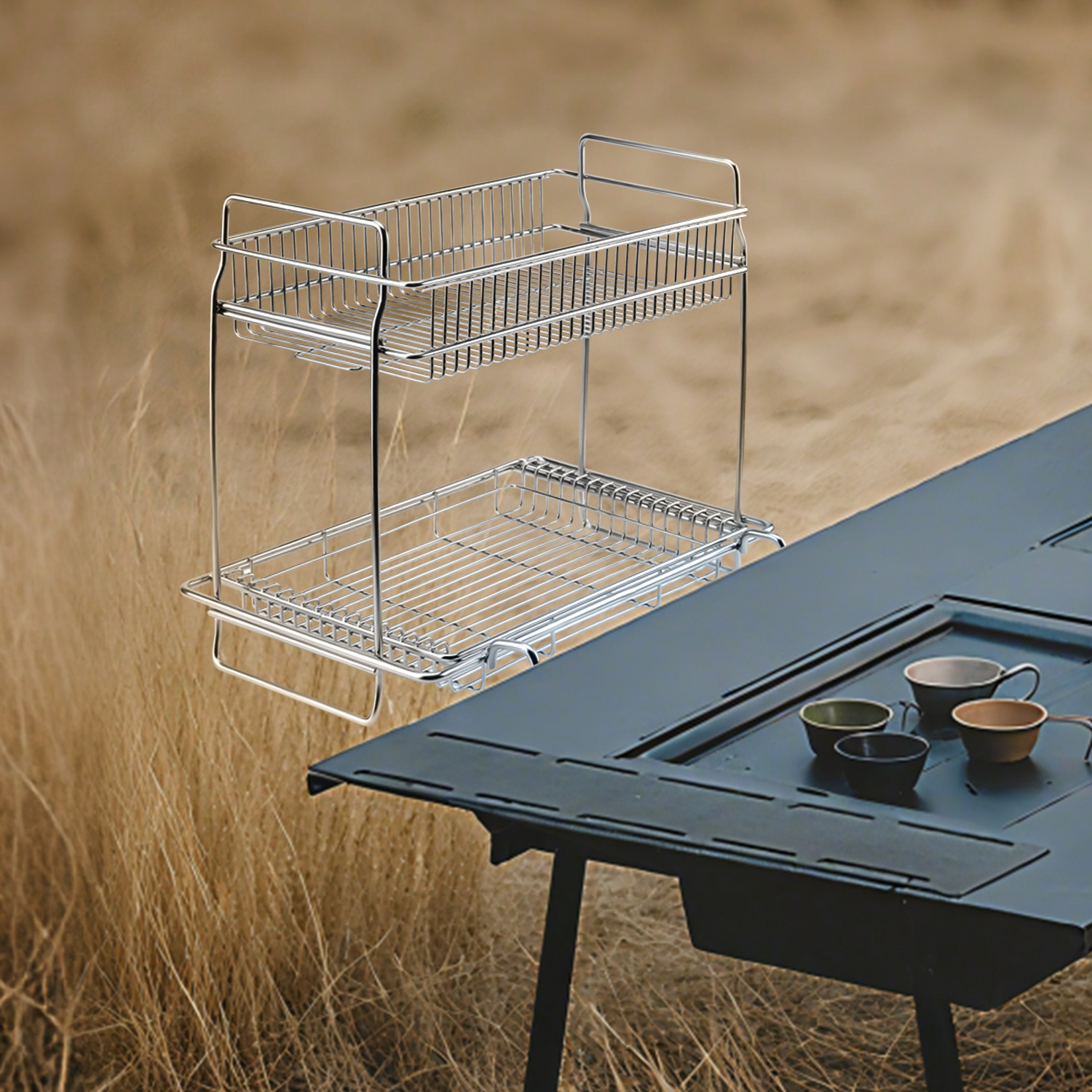 Camping Cooking Basket - DOTWISE Desktop Side Expansion Rack For