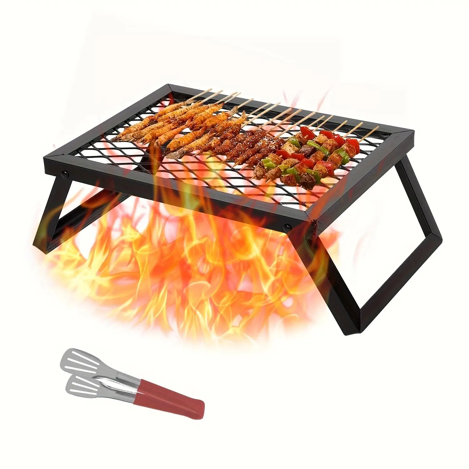 Camping Cooking Over Fire - Portable Foldable Campfire Grill Set 40x30cm