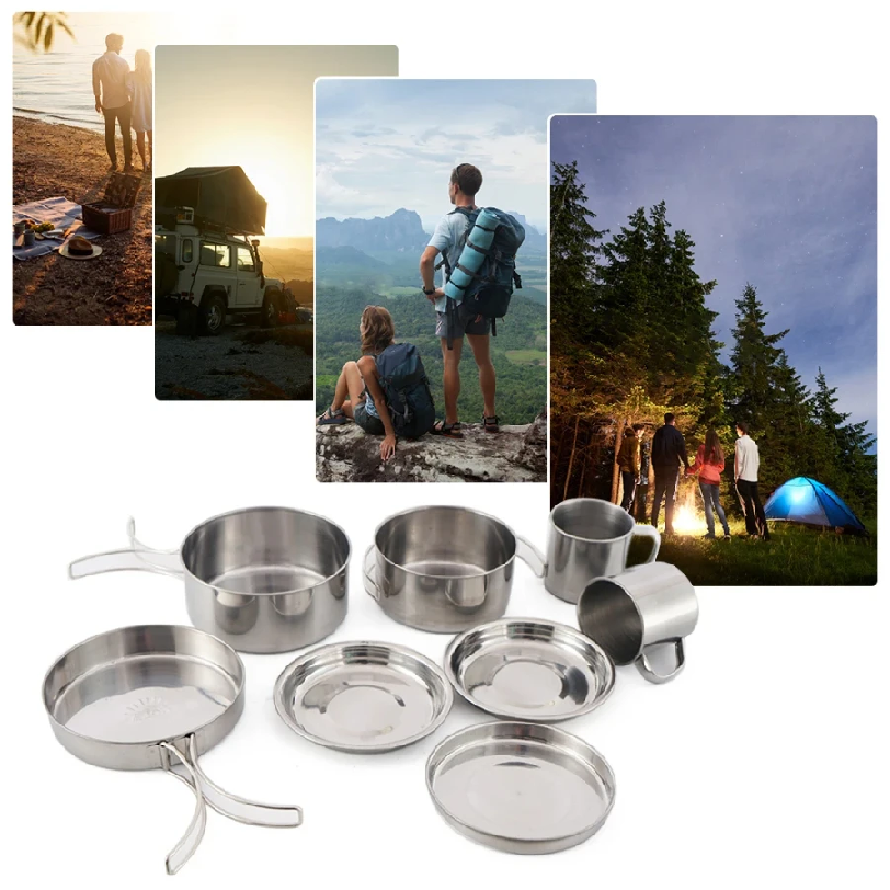 8pcs/Set Camping Cookware Mess - Camping Cooking Hob recensione e prezzo
