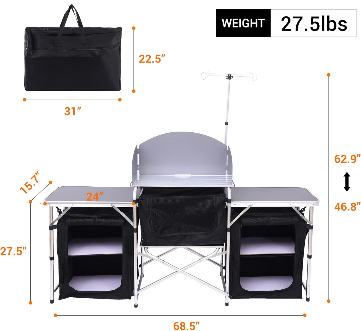 Camping Kitchen Table, Folding - Camping Cooking Table With Windshield recensione e prezzo