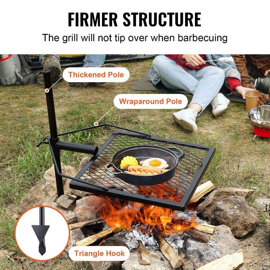Swivel Campfire Grill for Fire - Camping Cooking Fire Pit recensione e prezzo