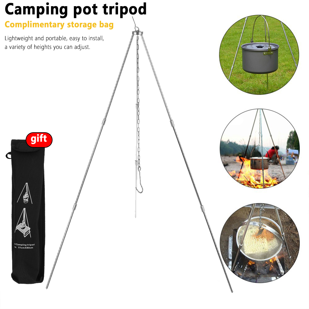 Camping Campfire Tripod for Ha - Camping Cooking Pot Tripod recensione e prezzo