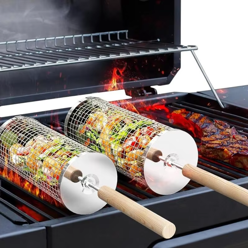 Round Barbecue Grill Basket Se - Camping Cooking Basket recensione e prezzo