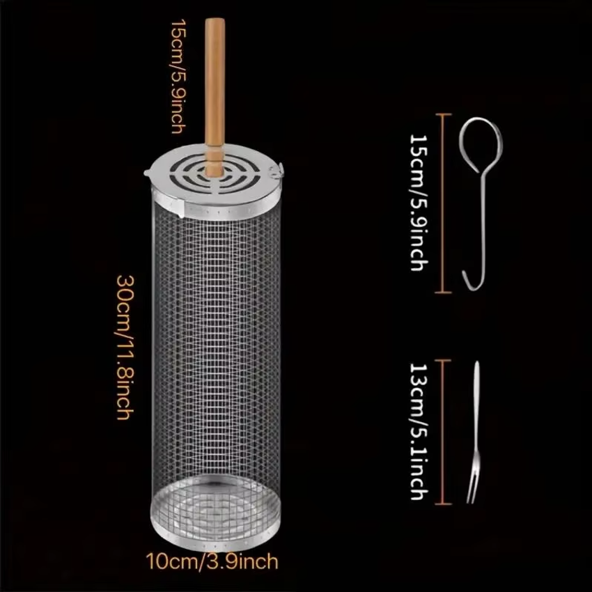 Round Barbecue Grill Basket Se - Camping Cooking Basket recensione e prezzo