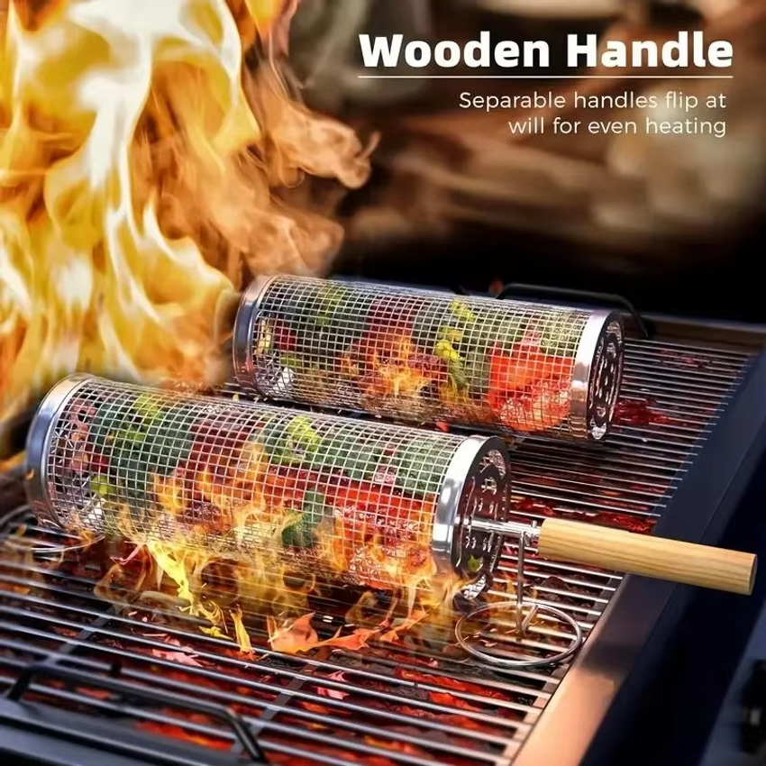 Round Barbecue Grill Basket Se - Camping Cooking Basket recensione e prezzo