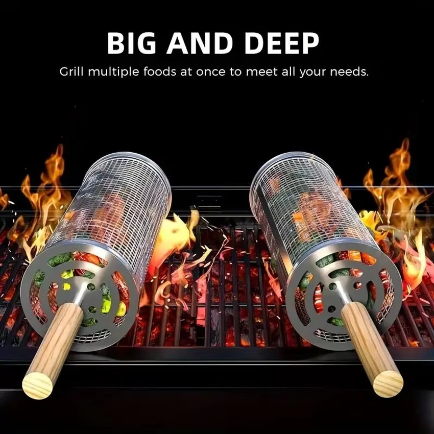 Round Barbecue Grill Basket Se - Camping Cooking Basket recensione e prezzo