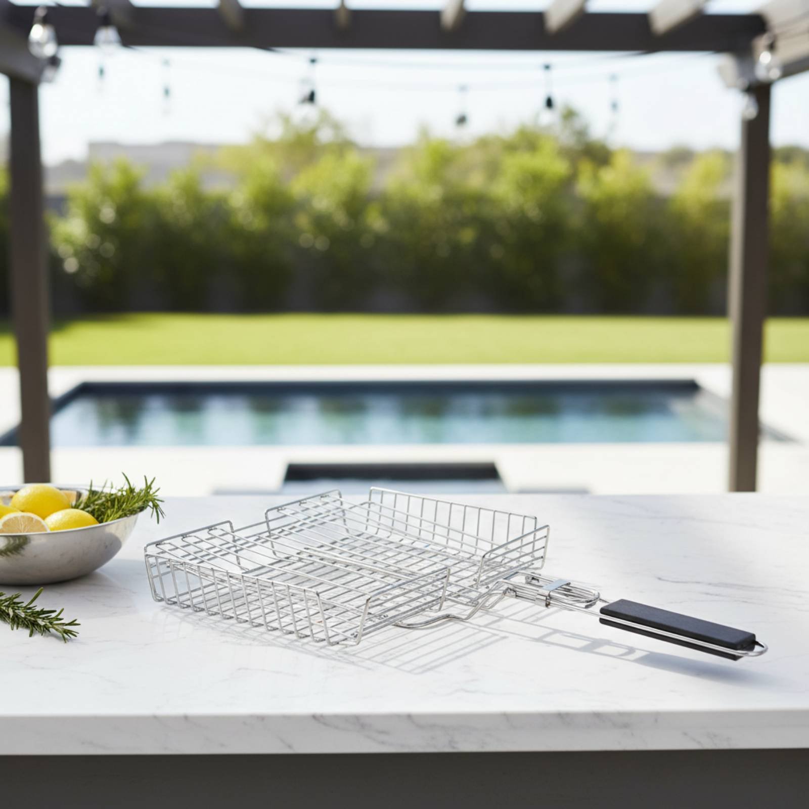 Wood Handle Grill Basket Porta - Camping Cooking Basket recensione e prezzo