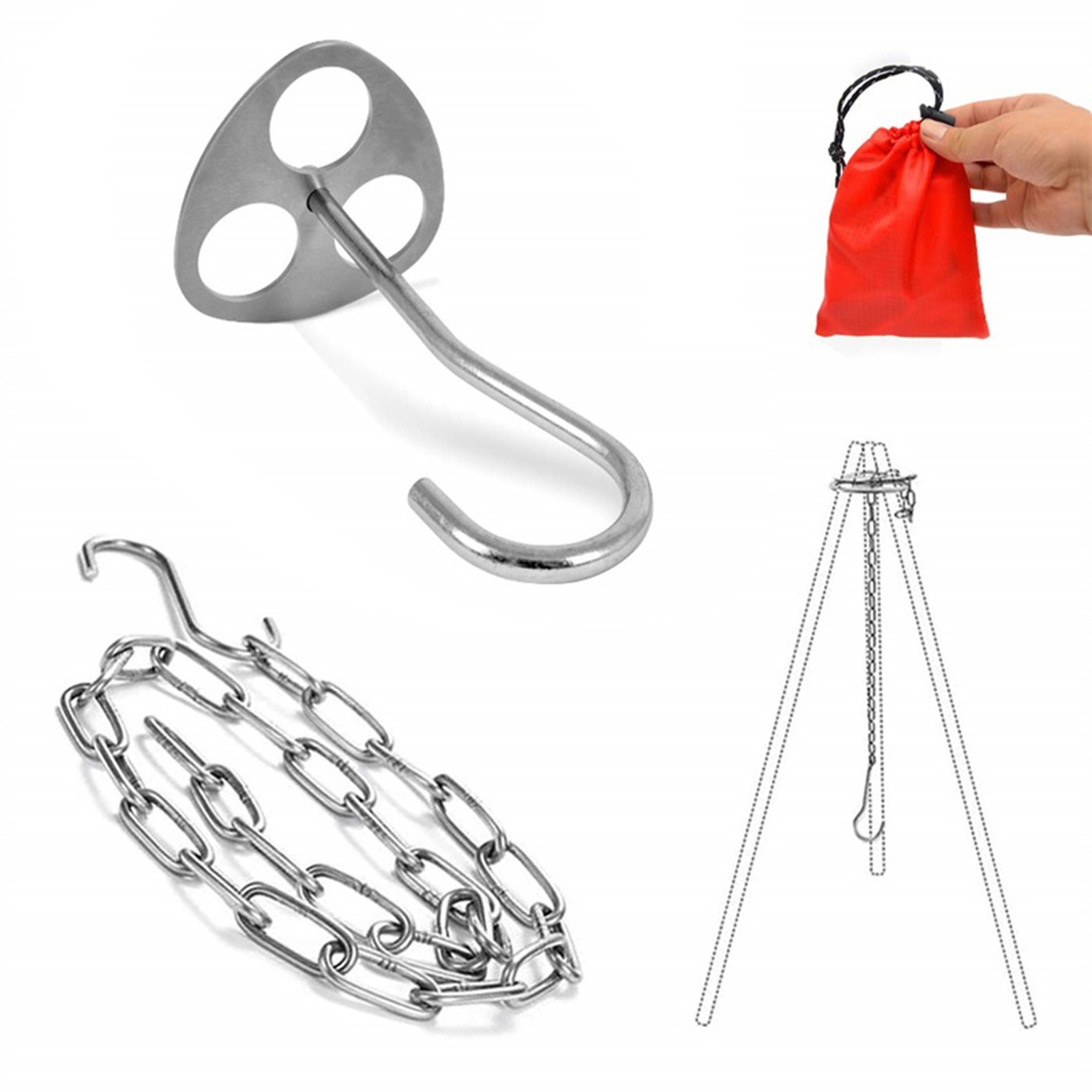 Stainless Steel Camping Tripod - Camping Cooking Pot Tripod recensione e prezzo