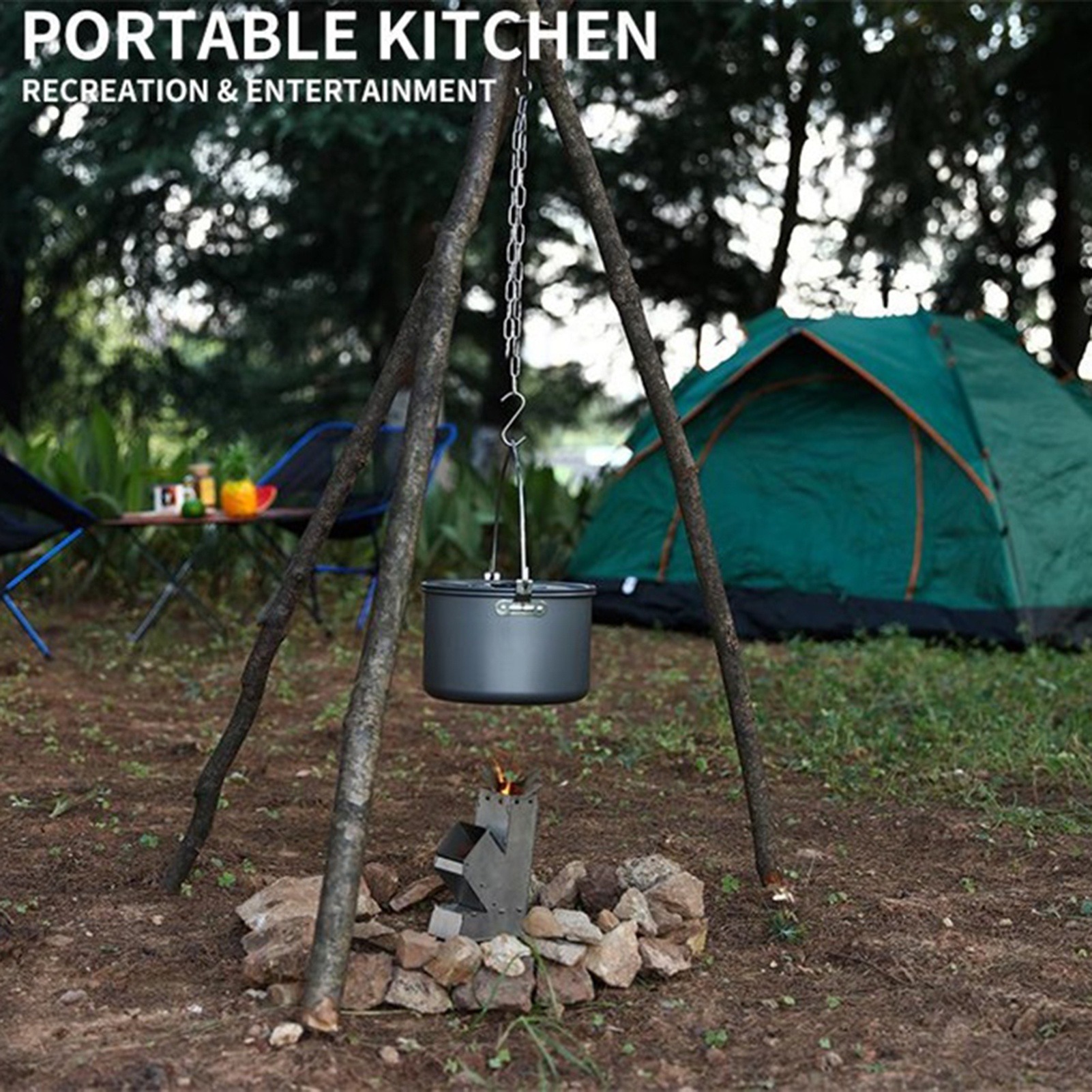Stainless Steel Camping Tripod - Camping Cooking Pot Tripod recensione e prezzo