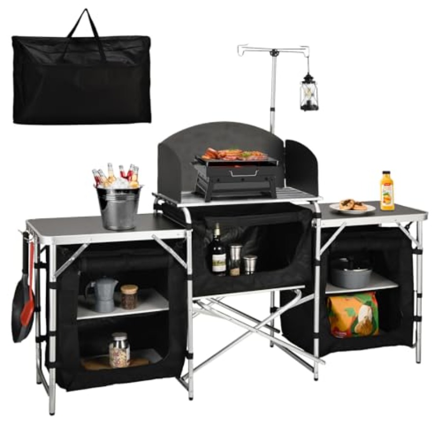 Cmaping Kitchen Table, Aluminu - Camping Cooking Table With Windshield recensione e prezzo