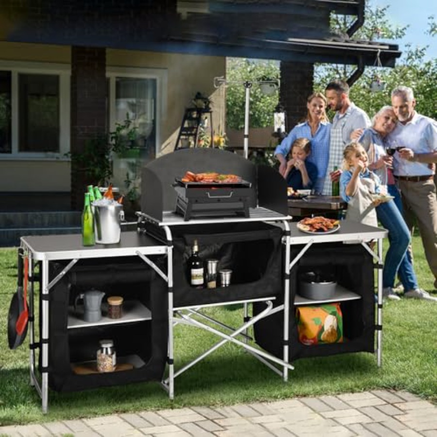 Cmaping Kitchen Table, Aluminu - Camping Cooking Table With Windshield recensione e prezzo