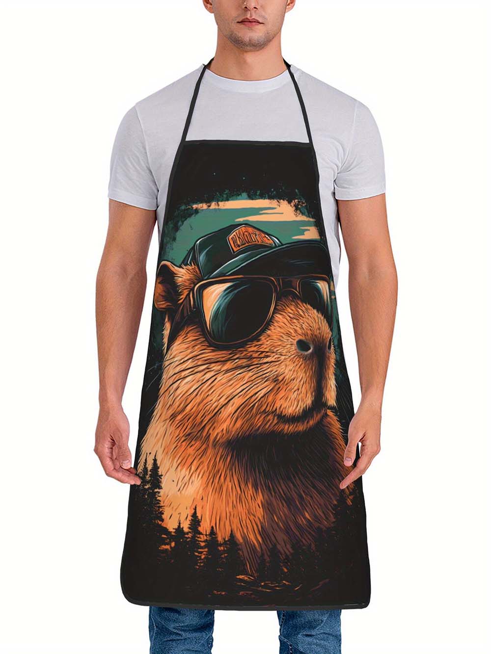1pc  Cool Capybara Grilling Ap - Camping Cooking In Forest recensione e prezzo