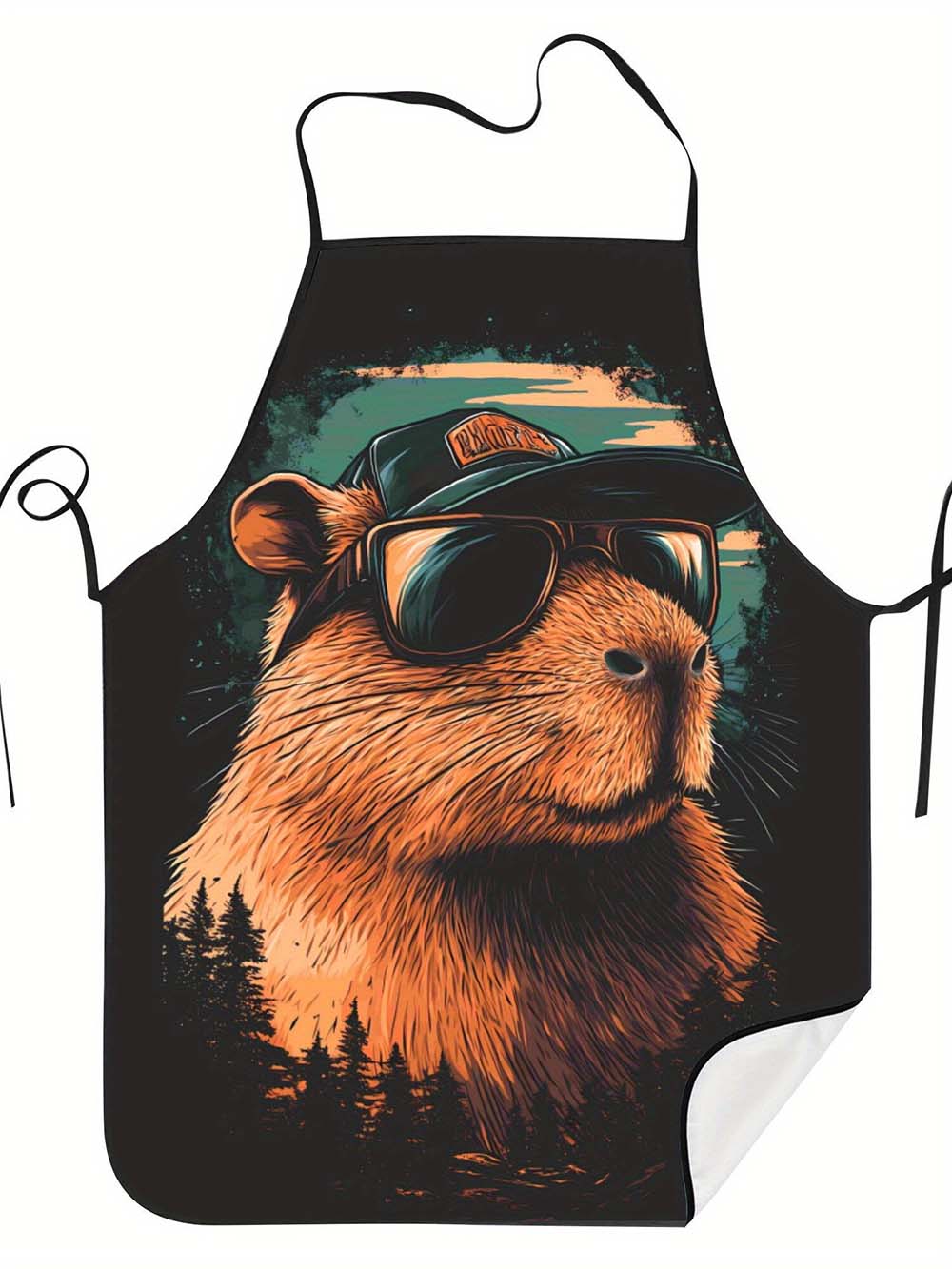 1pc  Cool Capybara Grilling Ap - Camping Cooking In Forest recensione e prezzo