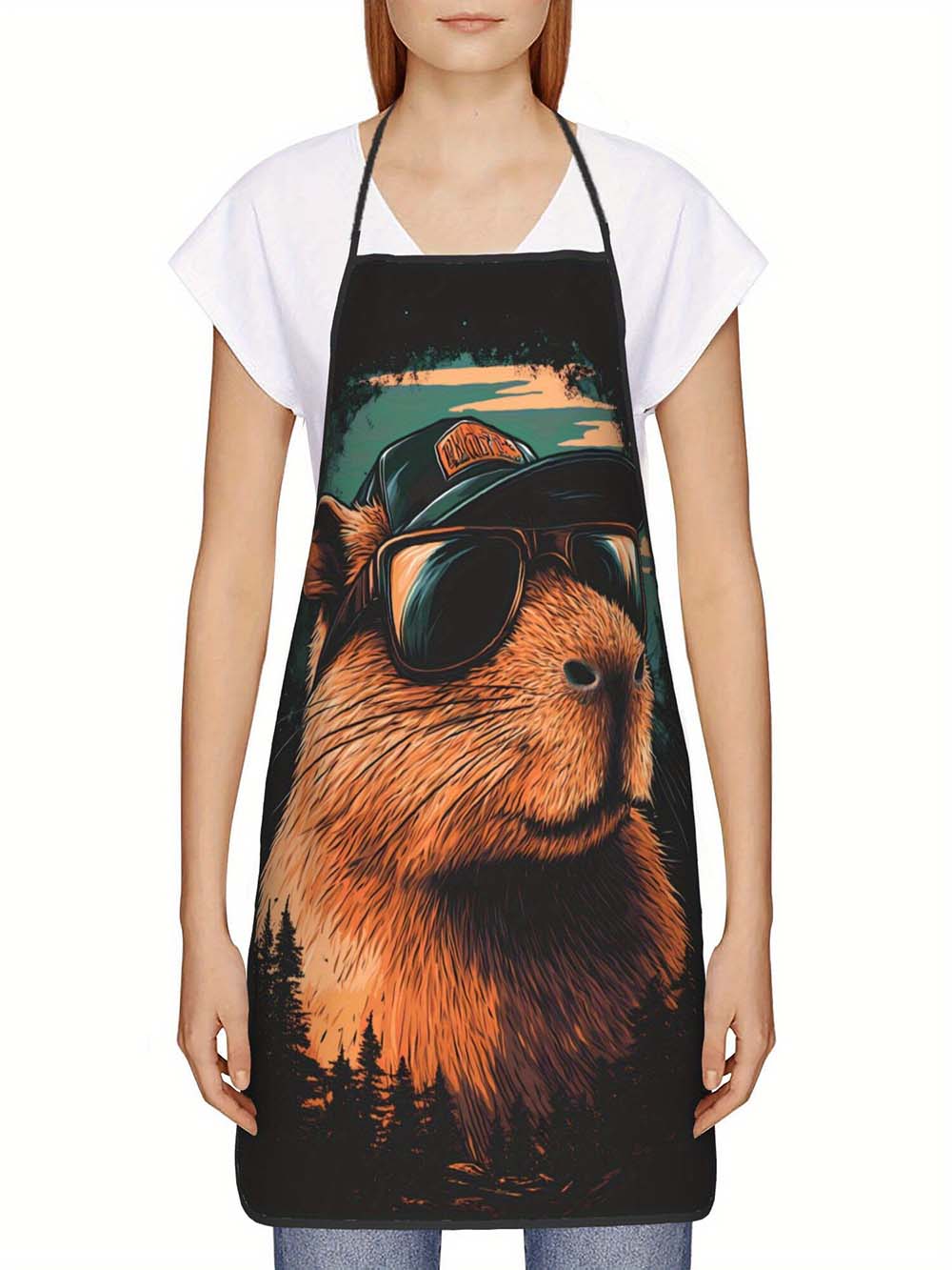 1pc  Cool Capybara Grilling Ap - Camping Cooking In Forest recensione e prezzo