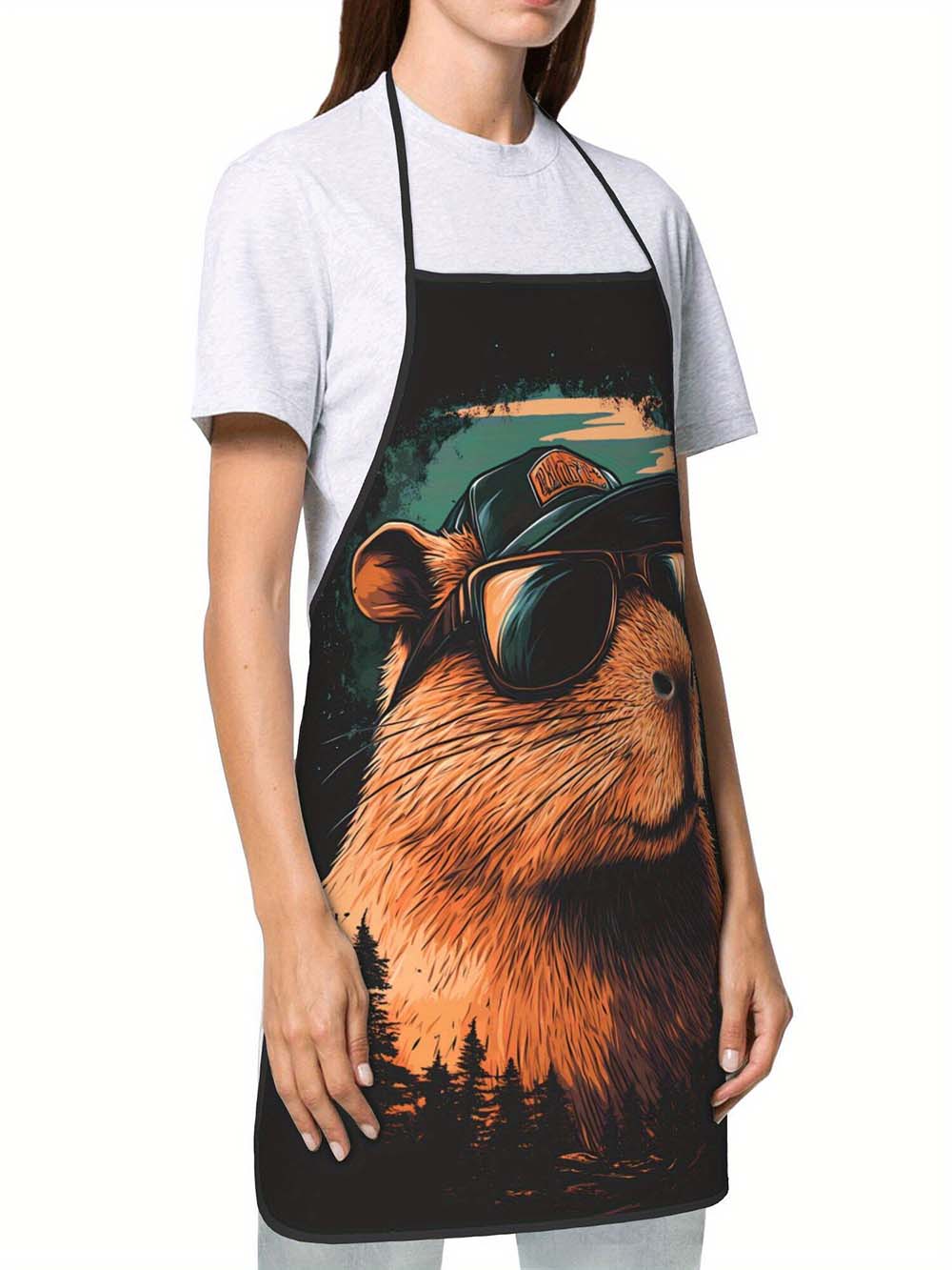 1pc  Cool Capybara Grilling Ap - Camping Cooking In Forest recensione e prezzo