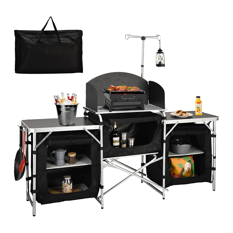 Custom Versatile 3 Cabinets Re - Camping Cooking Table With Windshield recensione e prezzo