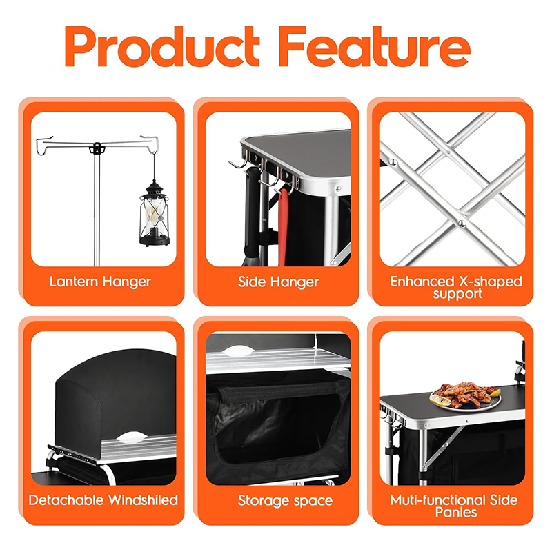 Custom Versatile 3 Cabinets Re - Camping Cooking Table With Windshield recensione e prezzo