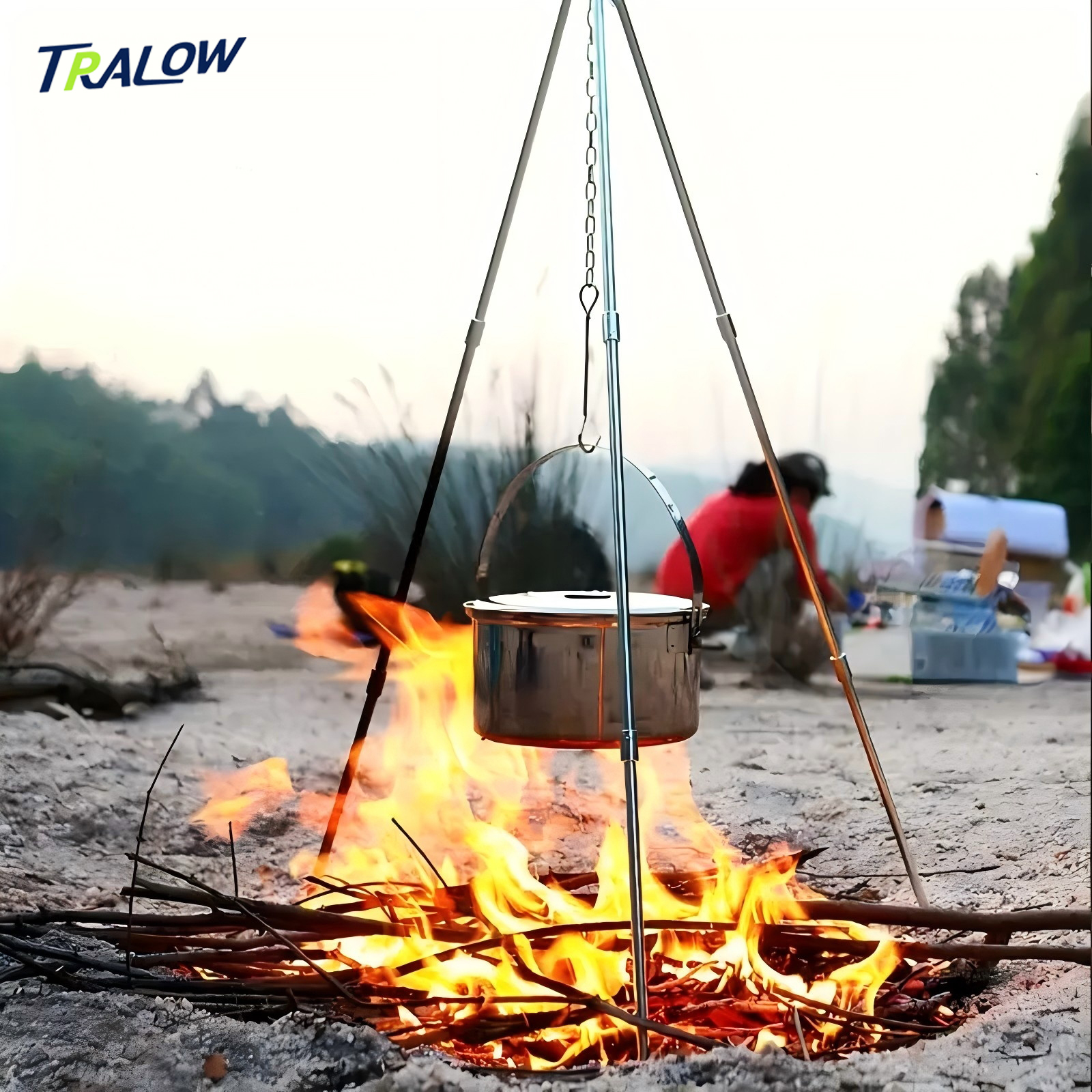 TRALOW Portable Foldable Campf - Camping Cooking Pot Tripod recensione e prezzo