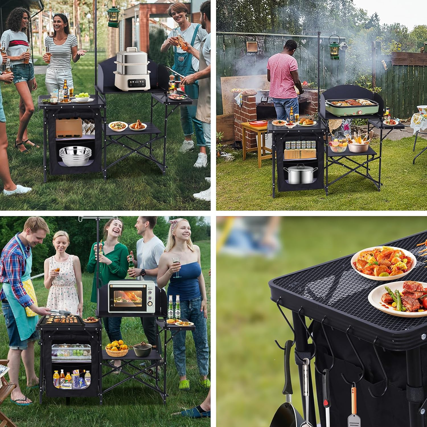 Camping Kitchen Table, Folding - Camping Cooking Table With Windshield recensione e prezzo