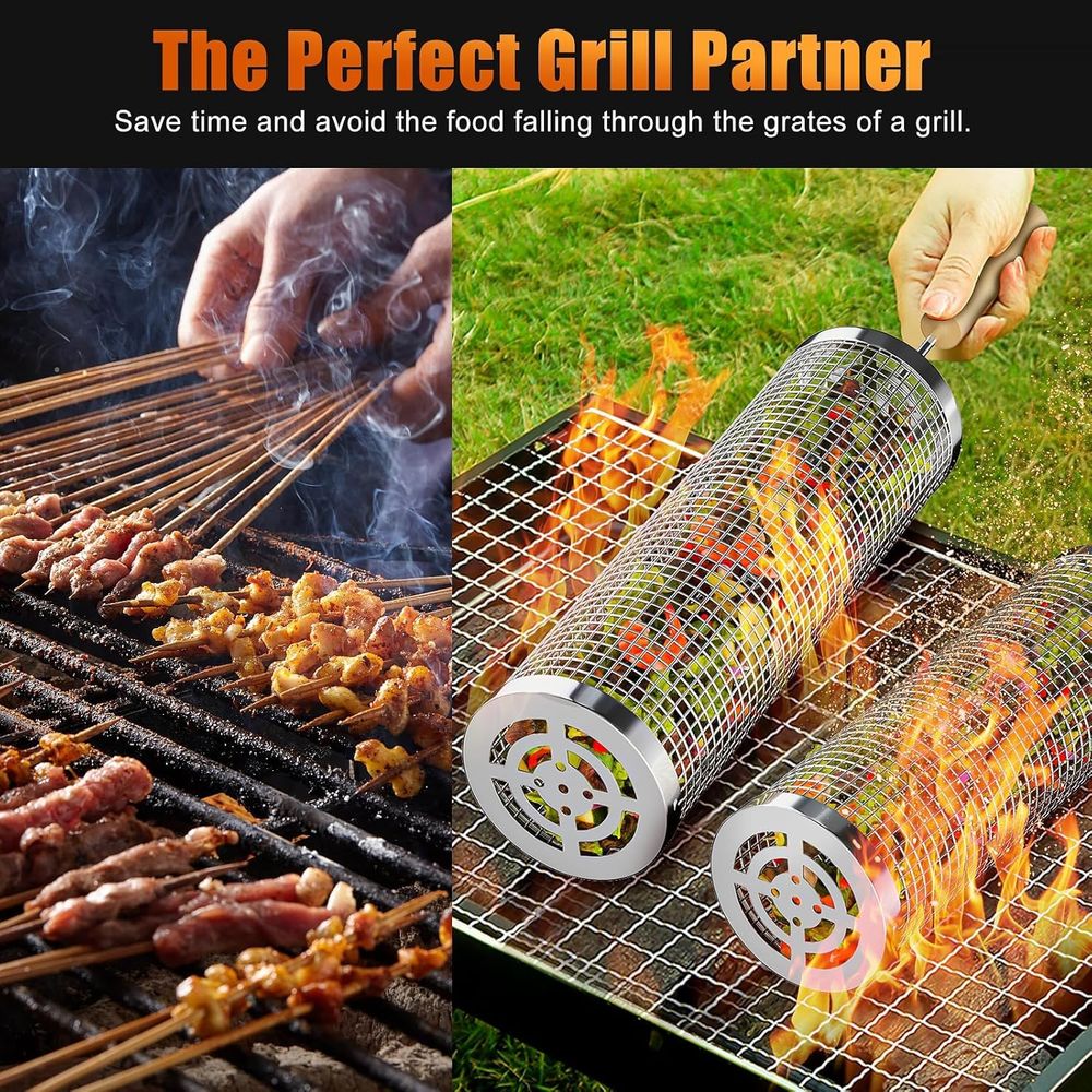 Set of 2 Stainless Steel BBQ G - Camping Cooking Basket recensione e prezzo