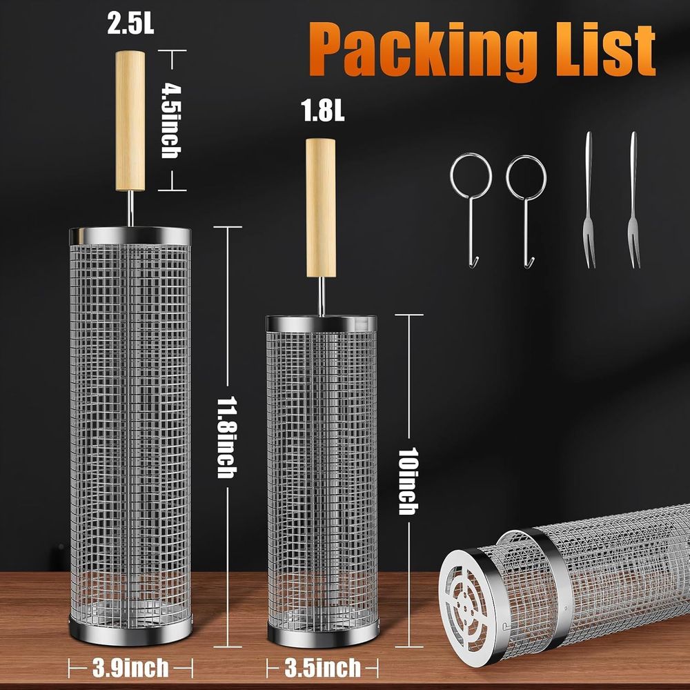 Set of 2 Stainless Steel BBQ G - Camping Cooking Basket recensione e prezzo