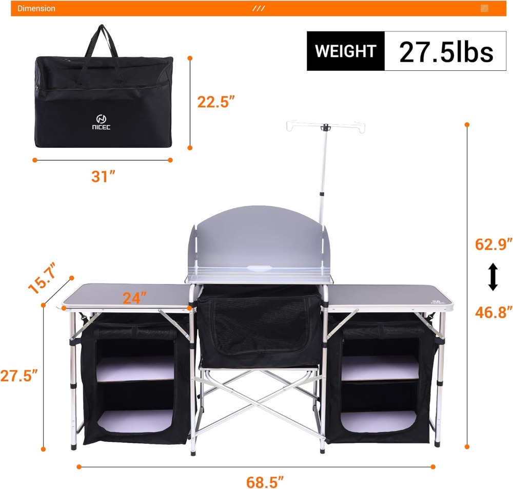 Camping Kitchen Table, Folding - Camping Cooking Table With Windshield recensione e prezzo