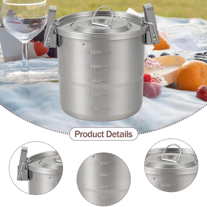 Camping Pot, 3L 304 Stainless  - Camping Cooking Pot Tripod recensione e prezzo