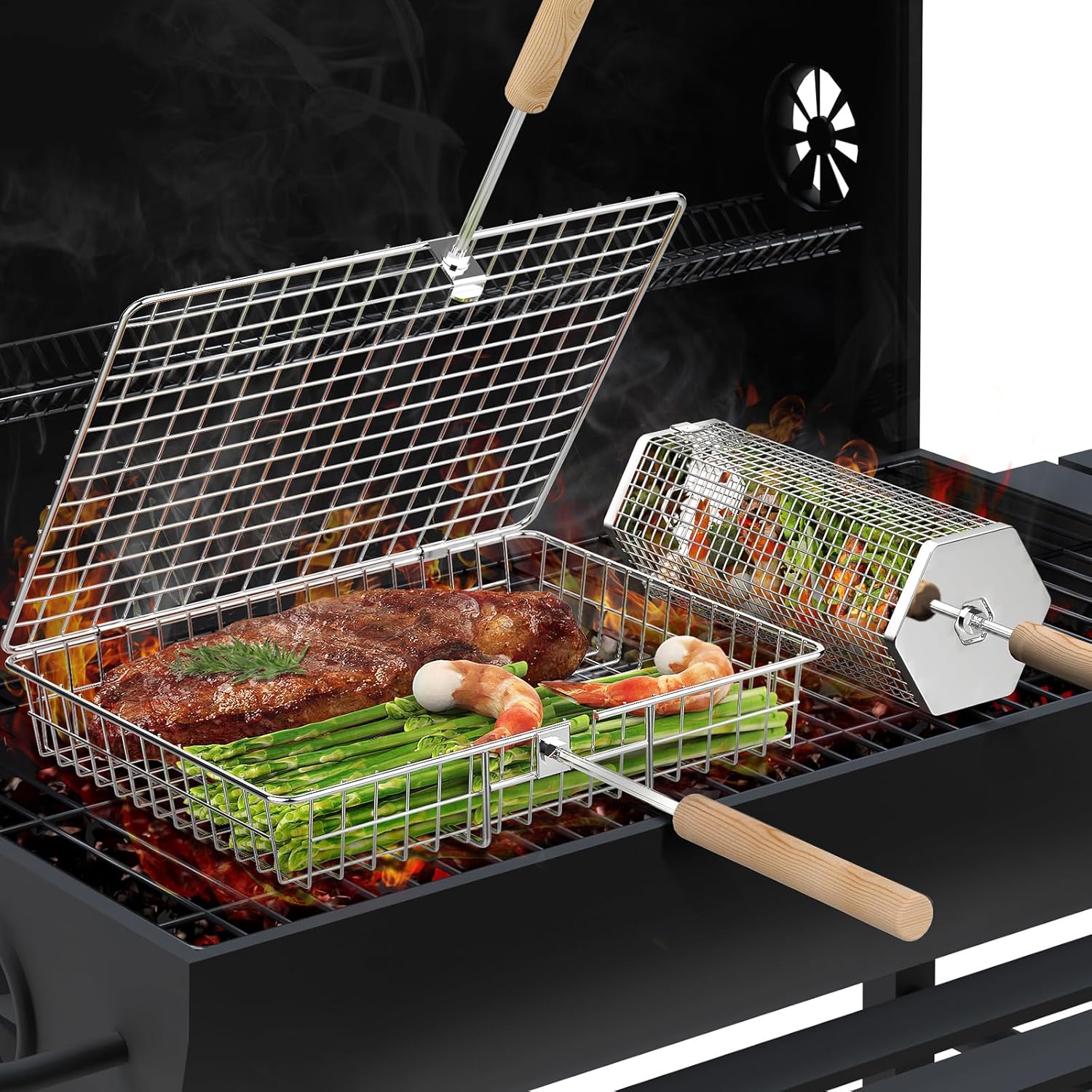 Grill Basket Set with Removabl - Camping Cooking Basket recensione e prezzo