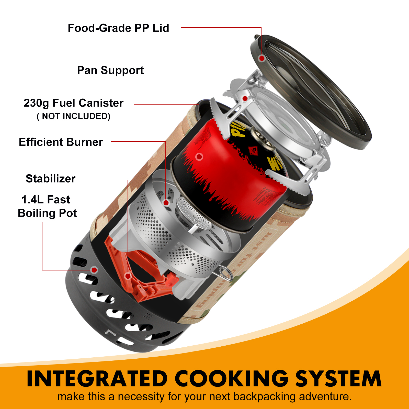 1.4L Portable Cooking System W - Camping Cooking No Gas recensione e prezzo