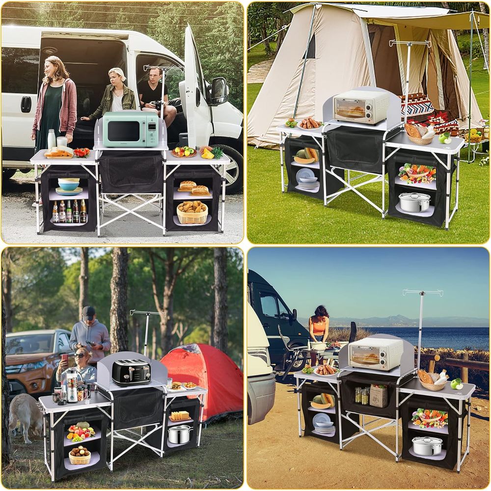 Portable Outdoor Cooking Stati - Camping Cooking Table With Windshield recensione e prezzo