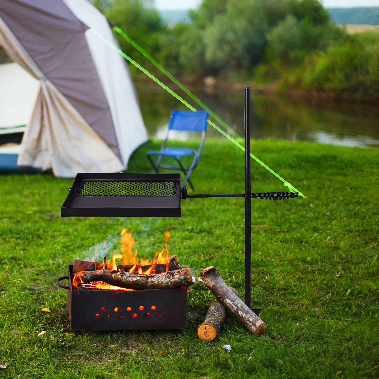Folding Swivel Campfire Grill, - Camping Cooking Over Fire recensione e prezzo
