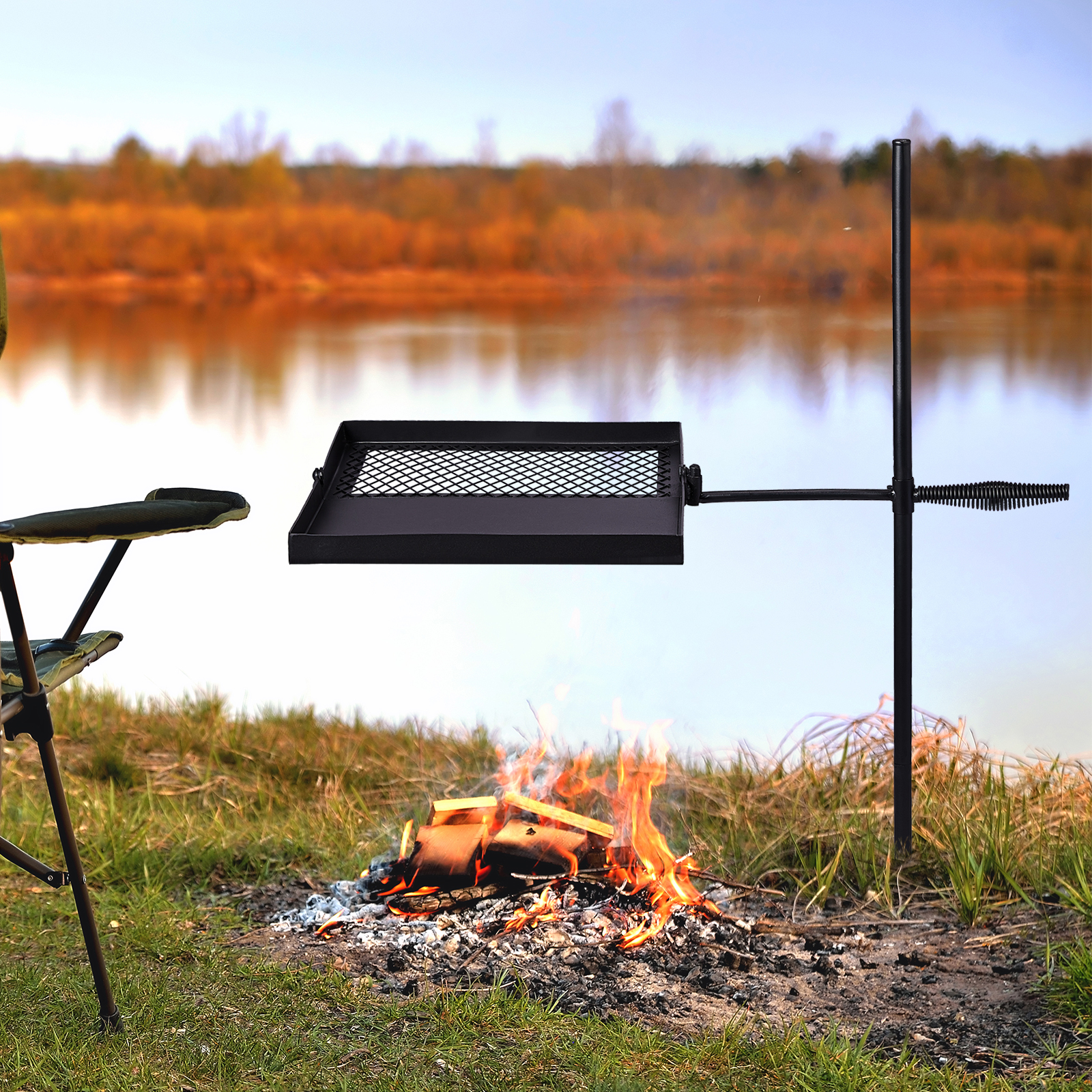 Folding Swivel Campfire Grill, - Camping Cooking Over Fire recensione e prezzo