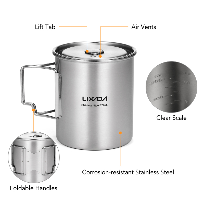 Lixada 750ml Cup Outdoor Stain - Camping Cooking Bundle recensione e prezzo