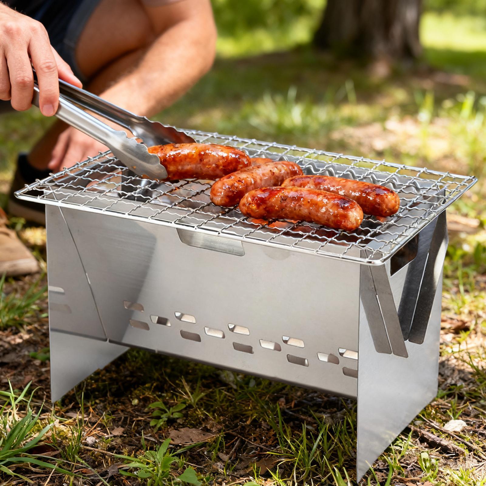 Stainless steel Charcoal Grill - Camping Cooking Fire Pit recensione e prezzo