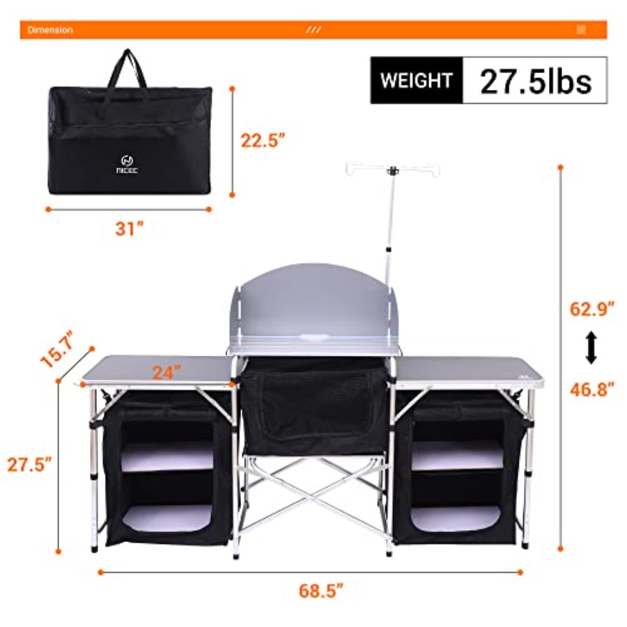 Camping Kitchen Table, Folding - Camping Cooking Table With Windshield recensione e prezzo