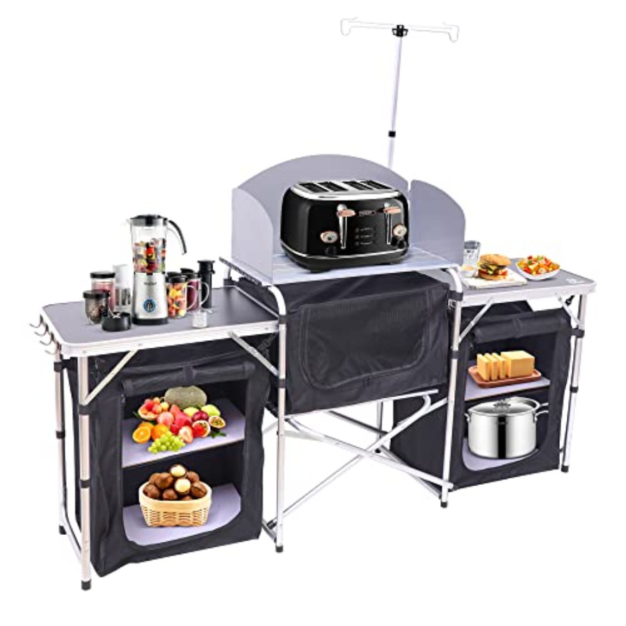 Camping Kitchen Table, Folding - Camping Cooking Table With Windshield recensione e prezzo