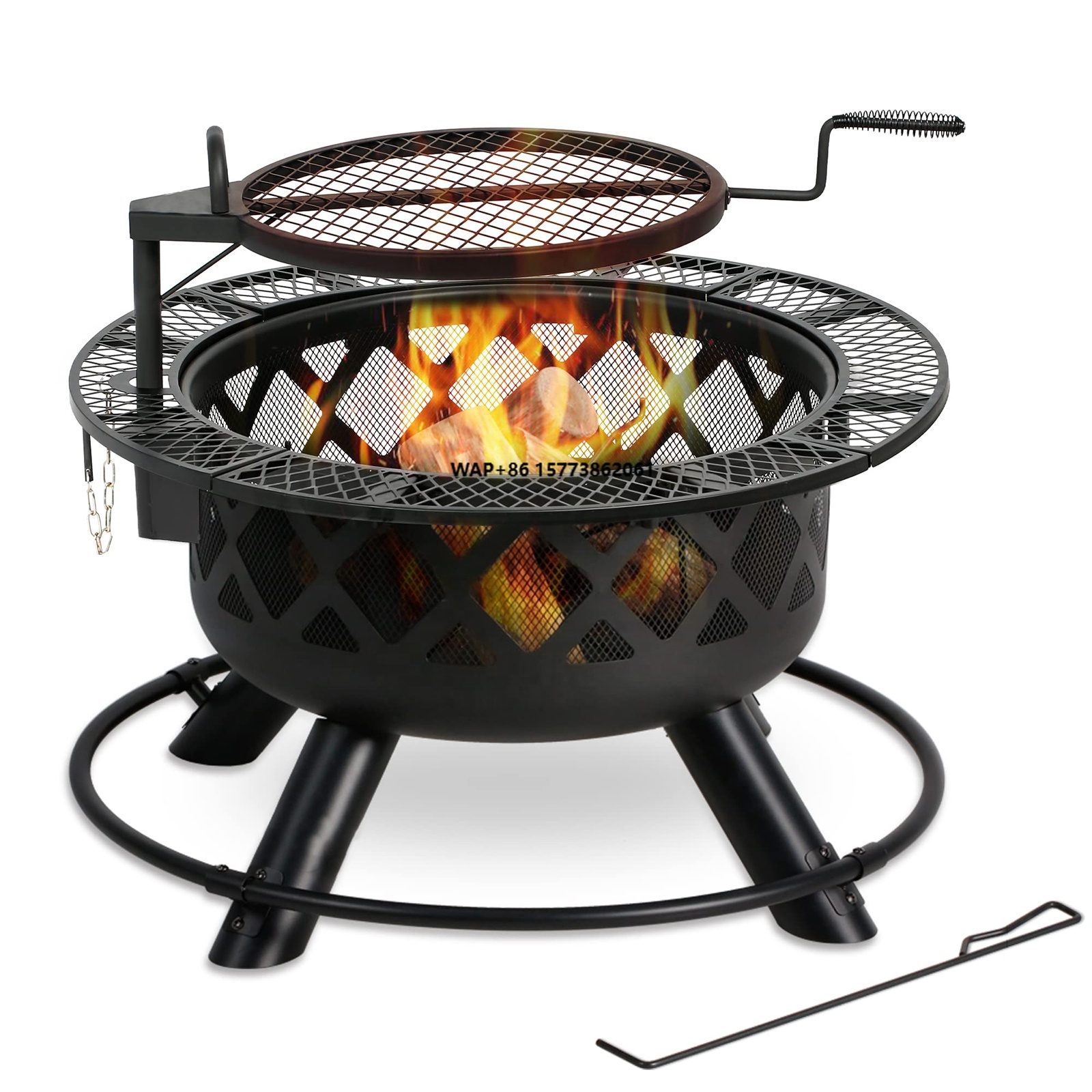 Large Outdoor Wood Burning Fir - Camping Cooking Fire Pit recensione e prezzo