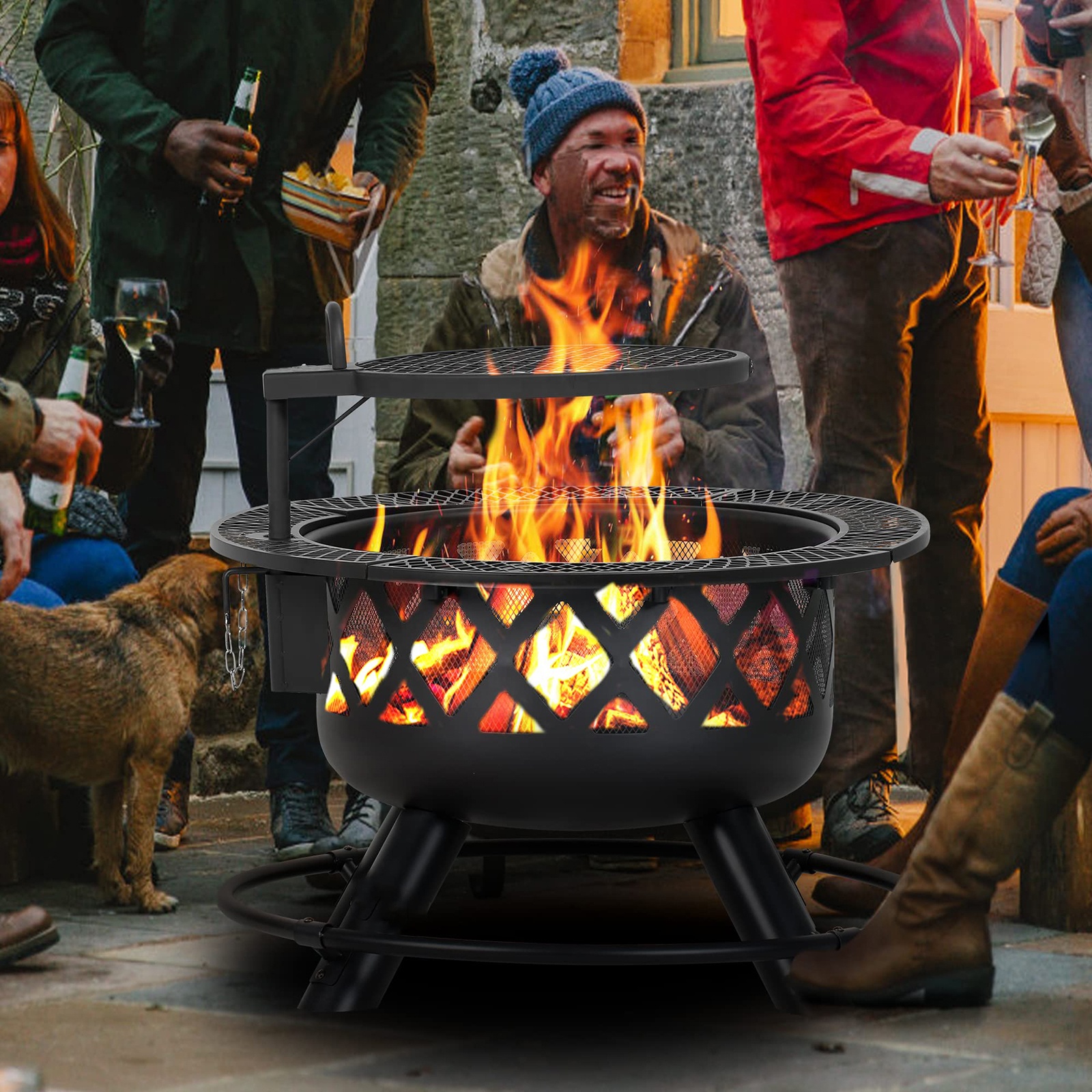 Large Outdoor Wood Burning Fir - Camping Cooking Fire Pit recensione e prezzo
