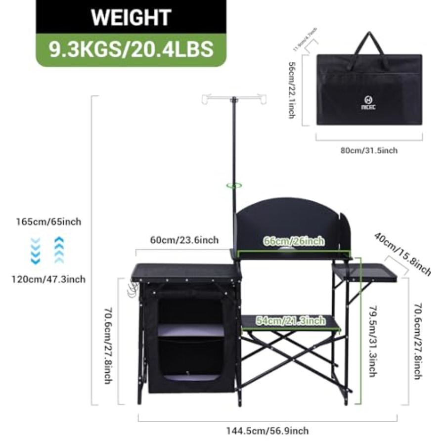 Camping Kitchen Station, Picni - Camping Cooking Table With Windshield recensione e prezzo