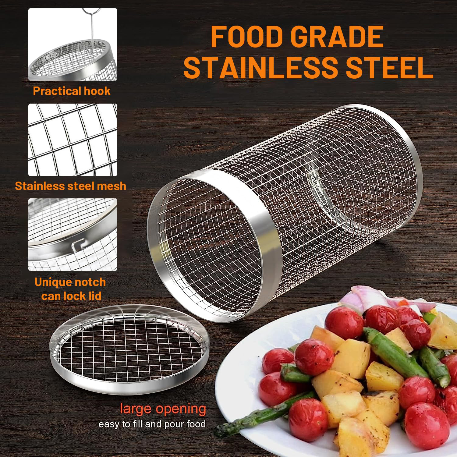2 Pieces Rolling Grilling Bask - Camping Cooking Basket recensione e prezzo