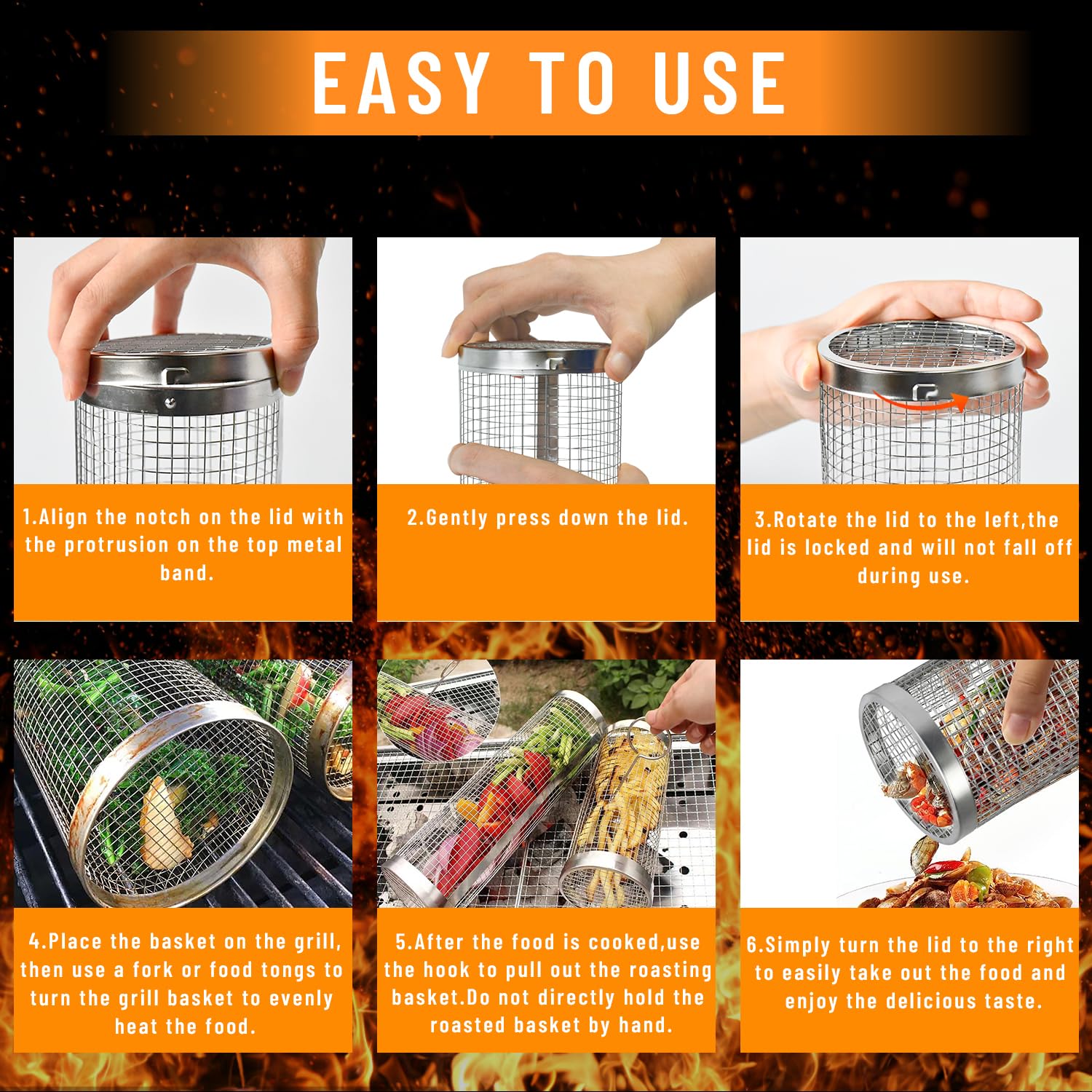 2 Pieces Rolling Grilling Bask - Camping Cooking Basket recensione e prezzo