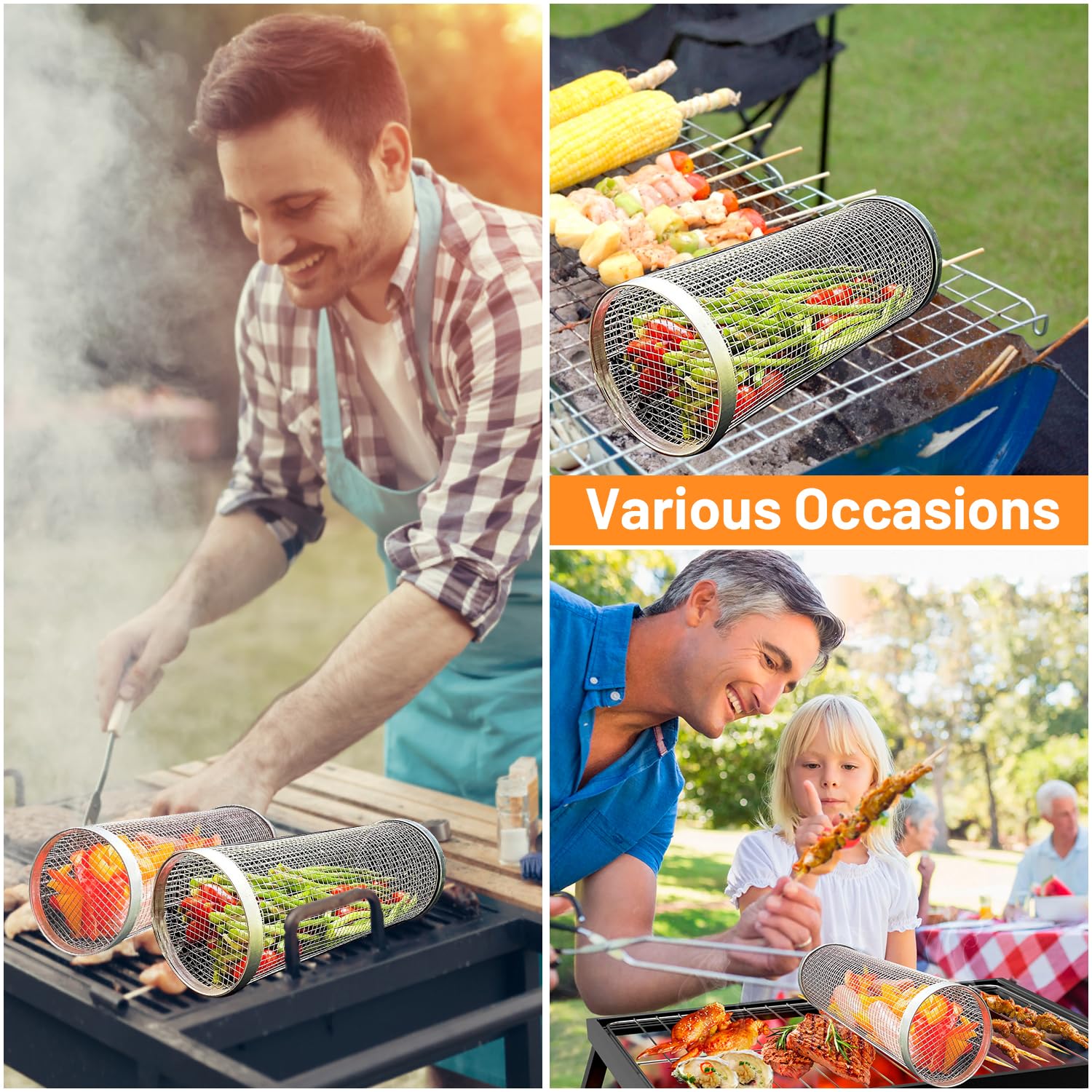 2 Pieces Rolling Grilling Bask - Camping Cooking Basket recensione e prezzo