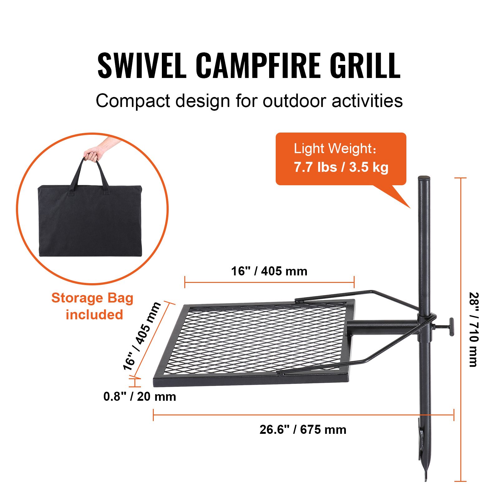Swivel Campfire Grill, Fire Pi - Camping Cooking Over Fire recensione e prezzo