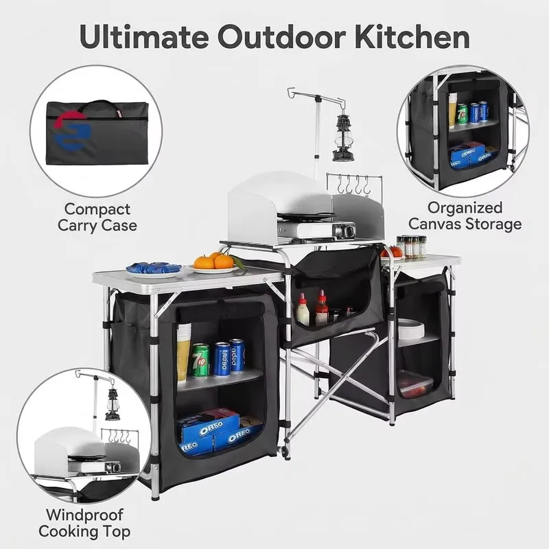 Wholesale Large Aluminum Outdo - Camping Cooking Table With Windshield recensione e prezzo