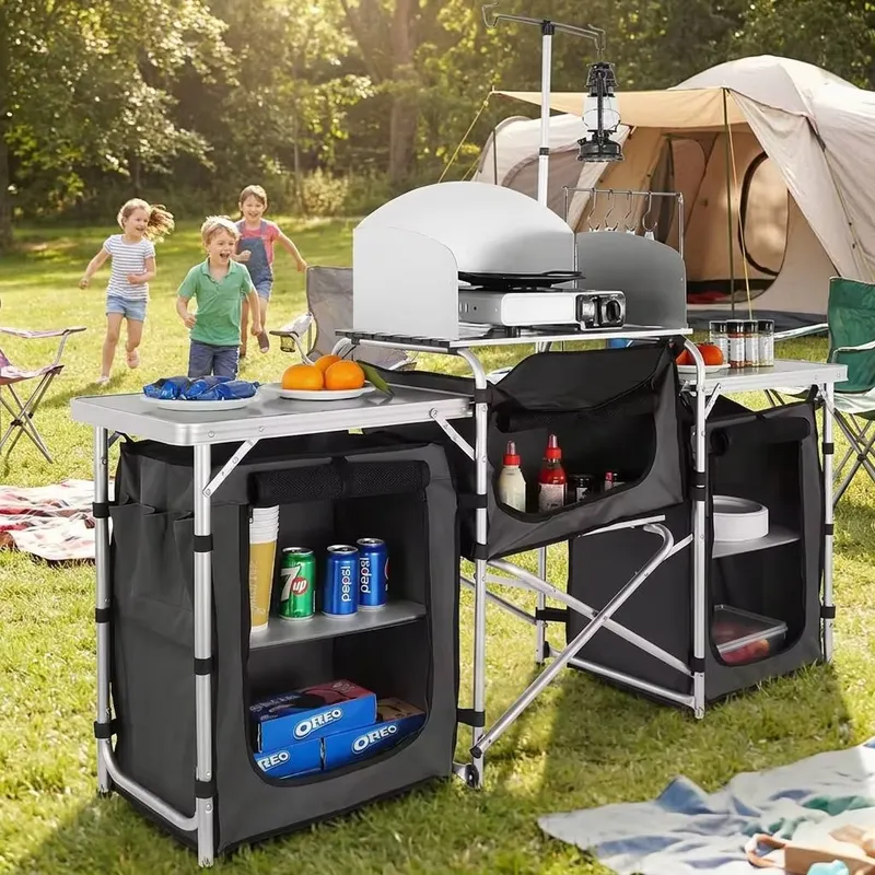 Wholesale Large Aluminum Outdo - Camping Cooking Table With Windshield recensione e prezzo